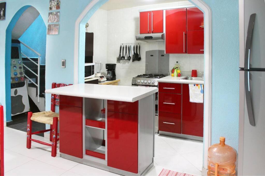 Villa Colorida Casa Azul En Texcoco Centro Wifi Cocina à Texcoco de Mora Extérieur photo